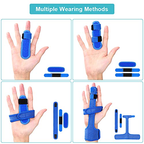 Férula de Dedo Ajustable, Ferula Dedos Mano, Fractura Dedo, Alivie el Dolor para Rigidez de los Dedos, Esguinces Articulares o Lesiones, Azul