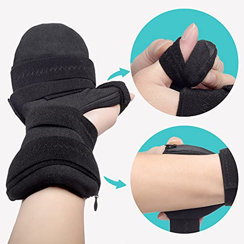 Férula de mano y dedos para trazos - Ortesis de muñeca nocturna para dedos - Pulgar, índice, envoltura estabilizadora del meñique - Soporte para artritis, tendinitis, dolor del túnel carpiano