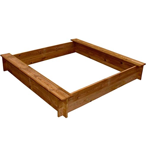 Fesjoy Arenero de Madera Arenero Cuadrado Cajas de Arena Juegos de Jardin Entretenimiento al Aire Libre Juguetes de Playa para niños Mayores de 3 años 120 x 120 x 20 cm (L x W x H)