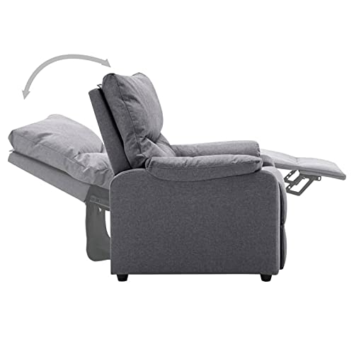 Festnjght Sillón Reclinable Eléctrico Tela Gris Claro, Sillón Relax con Reposapiés, Sistema de Apertura Push, Compacto, Butaca Salón Reclinable