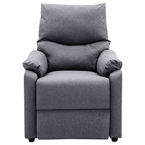 Festnjght Sillón Reclinable Eléctrico Tela Gris Claro, Sillón Relax con Reposapiés, Sistema de Apertura Push, Compacto, Butaca Salón Reclinable