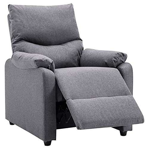 Festnjght Sillón Reclinable Eléctrico Tela Gris Claro, Sillón Relax con Reposapiés, Sistema de Apertura Push, Compacto, Butaca Salón Reclinable