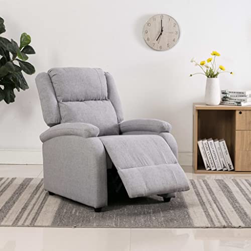 Festnjght Sillón reclinable Manual de Tela Gris Claro | Sillón Reclinable TV con Respaldo y Reposapiés Regulables, Diseño Ergonómico