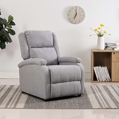 Festnjght Sillón reclinable Manual de Tela Gris Claro | Sillón Reclinable TV con Respaldo y Reposapiés Regulables, Diseño Ergonómico