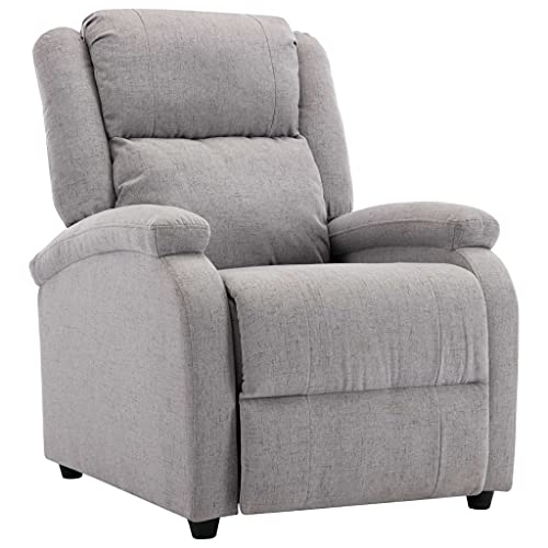 Festnjght Sillón reclinable Manual de Tela Gris Claro | Sillón Reclinable TV con Respaldo y Reposapiés Regulables, Diseño Ergonómico