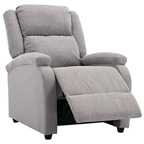 Festnjght Sillón reclinable Manual de Tela Gris Claro | Sillón Reclinable TV con Respaldo y Reposapiés Regulables, Diseño Ergonómico