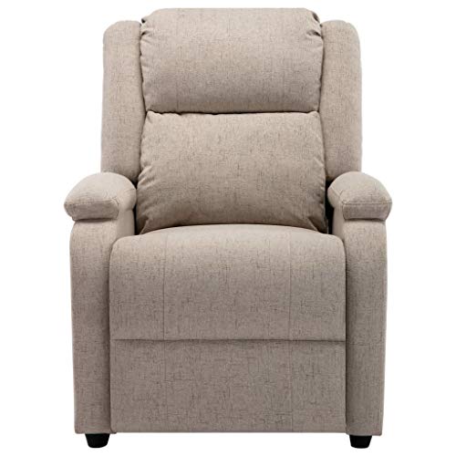 Festnjght Sillón Relax Reclinable de Tela con Respaldo y Reposapiés Ajustables, Adecuado para Sala de Estar, Dormitorio, Oficina (Color Crema)