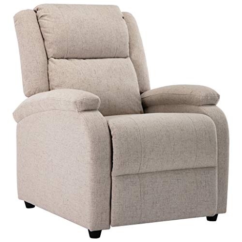 Festnjght Sillón Relax Reclinable de Tela con Respaldo y Reposapiés Ajustables, Adecuado para Sala de Estar, Dormitorio, Oficina (Color Crema)