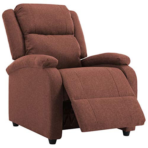 Festnjght Sillón Relax Reclinable de Tela con Respaldo y Reposapiés Ajustables, Adecuado para Sala de Estar, Dormitorio, Oficina (Marrón)