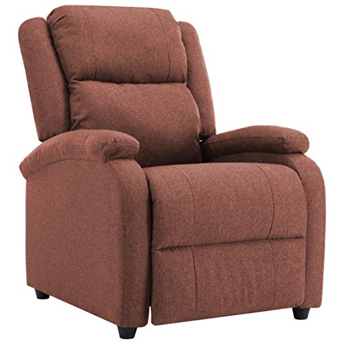 Festnjght Sillón Relax Reclinable de Tela con Respaldo y Reposapiés Ajustables, Adecuado para Sala de Estar, Dormitorio, Oficina (Marrón)