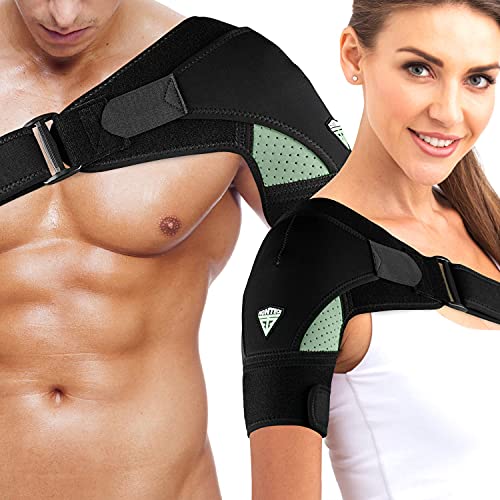 FIGHTECH - Hombrera para hombres y mujeres | Soporte de compresión para puños rotadores rotos y otras lesiones de hombro | Brazo izquierdo o derecho, Large/X-Large, Mint