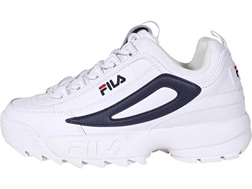 Fila Zapatillas deportivas con logo Disruptor II XL para hombre, (blanco/blanco/azul marino), 42 EU