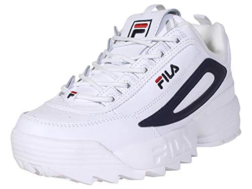 Fila Zapatillas deportivas con logo Disruptor II XL para hombre, (blanco/blanco/azul marino), 42 EU