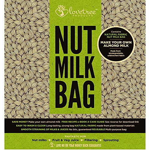 Filtro de algodón orgánico para zumos y batidos, para leche de almendras, reutilizable, incluye un E book de recetas gratuito 12”x12” pulgadas