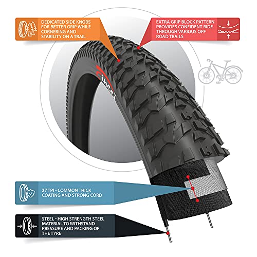 Fincci Par 20 x 1,95 Pulgadas 53-406 Cubiertas para BMX MTB Montaña Fuera del Camino o Niños Bici Bicicleta (Paquete de 2)