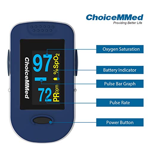 fingerpulsoximeter md300 C2 con 6 compartimento de, pantalla OLED, incluye bolsa, silicona funda, correa, pilas,