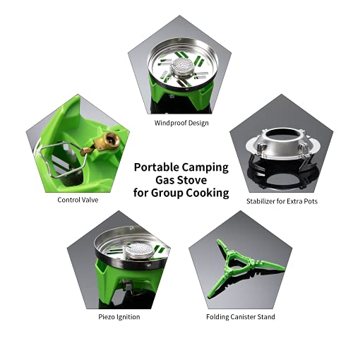 Fire-Maple FMS-X2 Hornillo Camping Portátile de Acampada al Aire Libre Mini Estufa de Camping con Piezoeléctrico Quemador de Propano Mochilero Verde