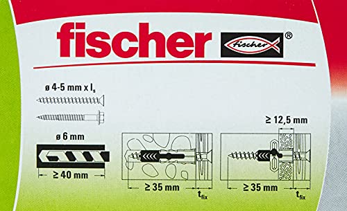 fischer - Tacos pared 6x30 DuoPower para hormigón, Caja 100 uds