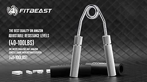 FitBeast Hand Grip 5 Niveles De Resistencia Ajustables 40-100 Lbs (18-45 Kg) Fortalecedores De Mano, Fortalecedor De Muñecas, Fortalecedor De Dedos, Exprimidor De Manos Y Equipo De Entrenamiento