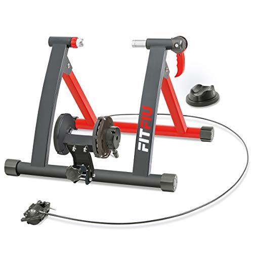 FITFIU Fitness ROB-10 - Rodillo Bicicleta plegable para entrenamiento indoor, con regulador de resistencia 6 niveles y soporte rueda, Rodillo bici compatible con ruedas de 26’’ a 29’’