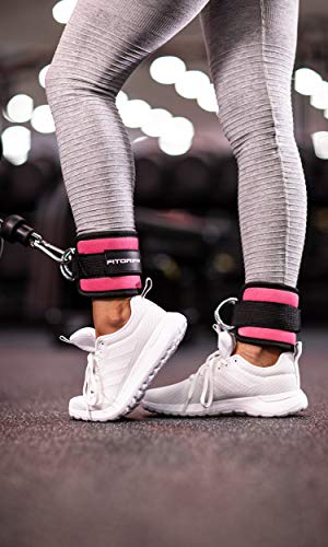 Fitgriff® Tobillera para Polea (Acolchado)- 2 Piezas Correas Tobillos Gym Cable Maquinas, Gimnasio, Fitness - Mujeres y Hombres (Pink)