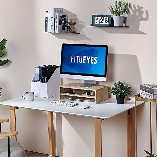 FITUEYES Soporte Monitor Elevador Monitor de Madera de 2 Capas L42.5xW23.5xH14cm (Amarillo) DT204201WO