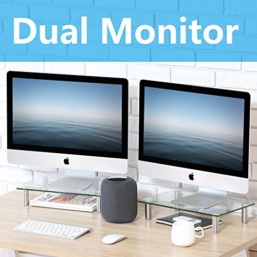 FITUEYES Soporte Monitor Elevador Monitor de Vidrio Templado Altura Ajustable 2 Paquete (Claro) DT103803GC