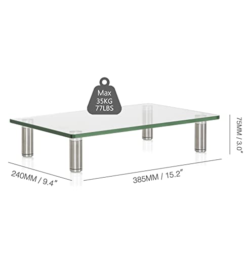 FITUEYES Soporte Monitor Elevador Monitor de Vidrio Templado Altura Ajustable 2 Paquete (Claro) DT103803GC