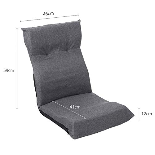 FLOGUOOR Sofa Suelo, Sillon Lectura, Silla de Suelo Plegable Resistente al Desgaste con Respaldo Ajustable en 6 Pasos, Sillon Lectura Apto para la Meditación (Grey) 128A