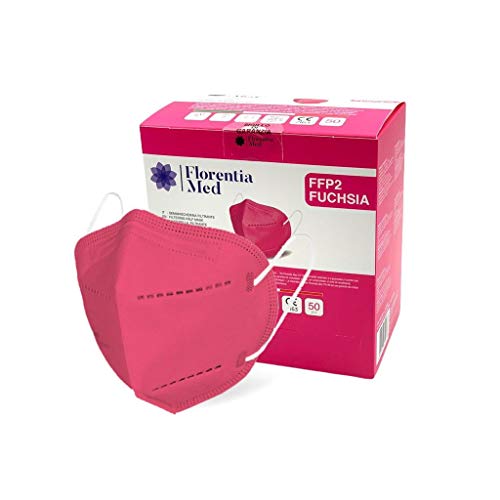 Florentia Med Máscaras FFP2 FUCSIAS MADE IN ITALY con certificación CE Categoría EPI: III, de conformidad con EN 149: 2001 + A1: 2009. FFP2 de 50 piezas Empaquetada y sellada individualmente