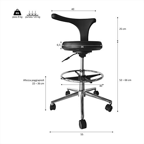 Floreo Polironeshop Medic - Taburete para dentista, tatuaje, estudio, centro médico, color blanco