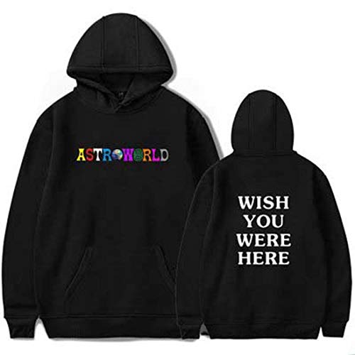 Flyself Sudadera con Capucha Travis Scott Astroworld Impresión Sudadera Deportiva Manga Larga Moda Casual Sudaderas Unisex