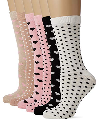 FM London Bamboo Calcetines, Multicolor (Stripes & Hearts 10), Talla única (Talla del fabricante: UK 4-8 EU 37-42) (Pack de 6) para Mujer