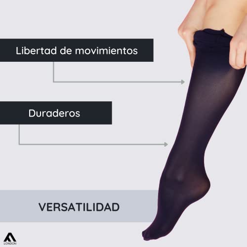 FM London - Mallas para mujer, microfibra, duraderas, ajuste elástico cómodo, 5 unidades