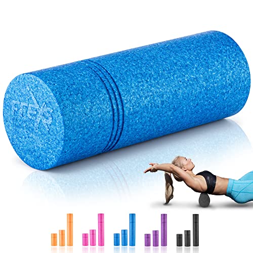 Foam Roller - Rodillo de Espuma para Espalda / Back, Pilates Ejercicio, Rulo Yoga, Masaje Muscular Piernas, Gym Roll, Terapia, Estiramiento, Puntos Gatillo [EVA - 40CM - Azul]