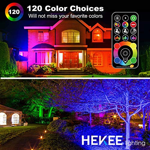 Foco LED RGB de Colores, cambio de color RGBW equivalente a 400 W, modo estroboscópico de bricolaje, 120 colores, temporización, RGB 2700K blanco cálido, IP66 a prueba de agua