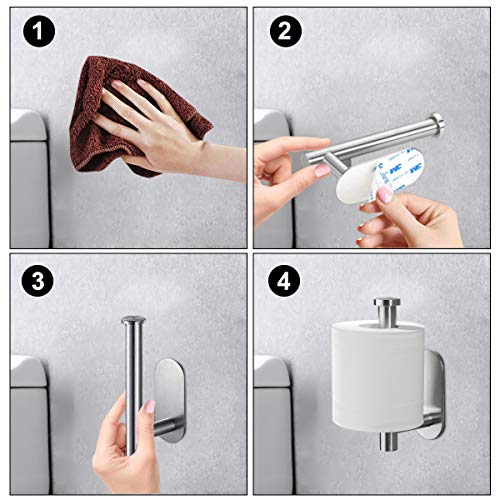 Fodlon Portarrollos Papel Higiénico, Portarrollos baño Autoadhesivo 304 Acero Inoxidable Soporte de Papel Adhesivo Sin Taladro Portarrollos para WC Baño Cocina