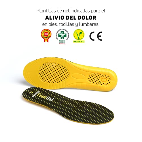 Footgel- Plantillas Foot Gel Works® ayuda a prevenir y aliviar lesiones producidas por los impactos contra el suelo al practicar cualquier tipo de actividad laboral (Naranjo, 43-46)