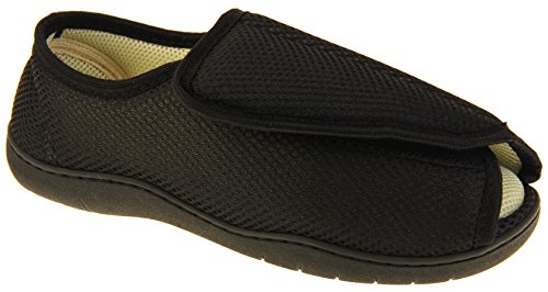 Footwear Studio Hombre Negro Malla Ajustable De Velcro Zapatillas Ortopédica EU 45-46