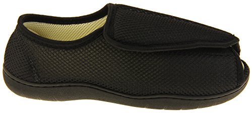 Footwear Studio Hombre Negro Malla Ajustable De Velcro Zapatillas Ortopédica EU 45-46