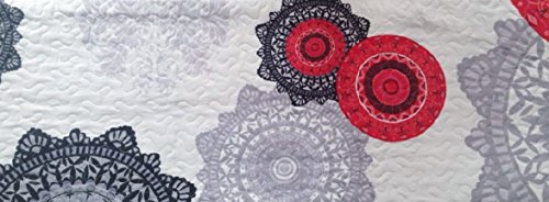 ForenTex- Colcha bouti Reversible, (S-2633), Cama 90 y 105 cm, 190 x 260 cm, Estampada Cosida, Mandalas Rojo y Negro