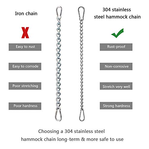 FORMIZON Cadena con Dos mosquetones para Colgar Silla De la Hamaca Ganchos con una Cadena de Acero Inoxidable 304, Capacidad de 250 KG