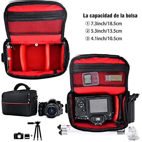 FOSOTO Bolsa Funda Cámara Réflex DSLR SLR Negra de Hombro Antigolpe para Canon Powershot SX540 SX530 SX530 SX60, Nikon B500 D3500, D7500 Sony DSC HX400V a7II a6400, Panasonic LUMIX DC-S5KE-K