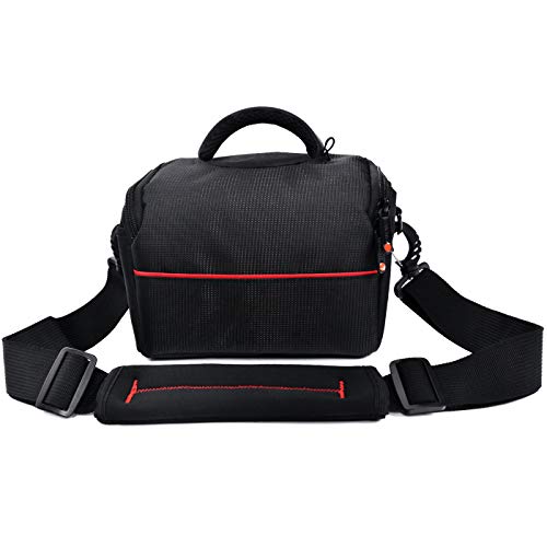 FOSOTO Bolsa Funda Cámara Réflex DSLR SLR Negra de Hombro Antigolpe para Canon Powershot SX540 SX530 SX530 SX60, Nikon B500 D3500, D7500 Sony DSC HX400V a7II a6400, Panasonic LUMIX DC-S5KE-K