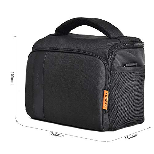 FOSOTO Bolsa Funda Cámara Réflex SLR DSLR Digital Negra de Hombro Impermeable, para 1 Cámara 1 ó 2 Lentes Accesorios para Nikon D5600 Z6 Canon EOS 1300D 700D 1200D Sony a68K FujiFilm