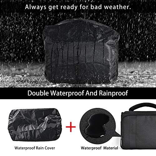 FOSOTO Bolsa Funda Cámara Réflex SLR DSLR Digital Negra de Hombro Impermeable, para 1 Cámara 1 ó 2 Lentes Accesorios para Nikon D5600 Z6 Canon EOS 1300D 700D 1200D Sony a68K FujiFilm