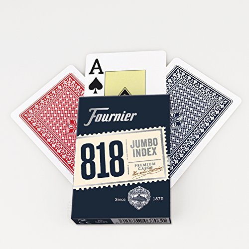 Fournier 818-55 - Baraja Poker en Inglés (55 Cartas), Surtido, Color del dorso aleatorio rojo o azul