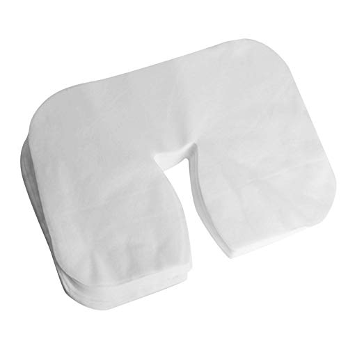 freneci Paquete de 100 Fundas Faciales Desechables para Camillas de Masaje Y Cunas para Sillas, Color Blanco