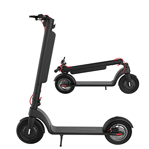 FRIKE E-Scooter Plegable 350W Scooter Eléctrico Adultos Batería Extraíble Pedal Ensanchado LED 3 Modos Velocidad Motor Neumáticos Sólidos 10 Pulgadas Scooter Eléctrico(Color:Negro)