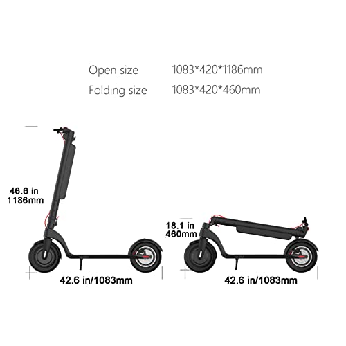 FRIKE E-Scooter Plegable 350W Scooter Eléctrico Adultos Batería Extraíble Pedal Ensanchado LED 3 Modos Velocidad Motor Neumáticos Sólidos 10 Pulgadas Scooter Eléctrico(Color:Negro)